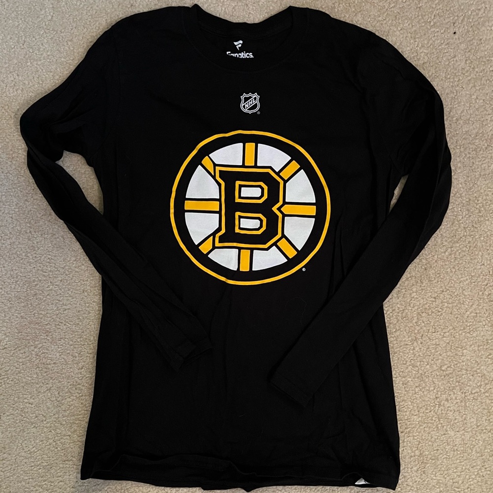NHL Fanatics Boston Bruins David Pastranak Black Long Sleeve Shirt